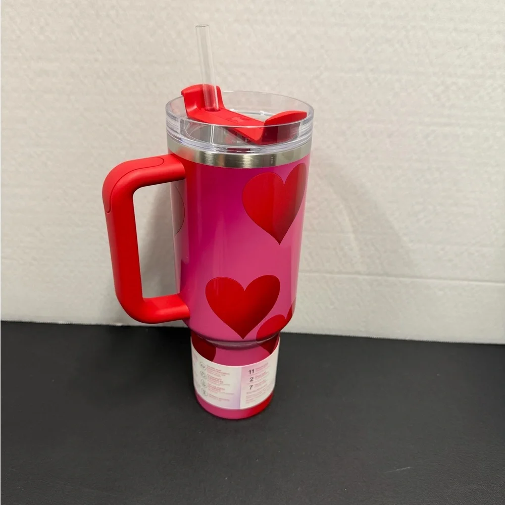 Stanley Red and Pink Heart Quencher Tumbler - Picture 3 of 10